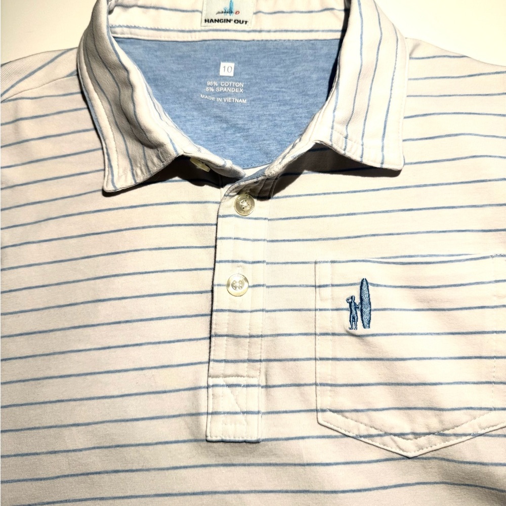 Boys soft cotton light blue striped Johnnie-O polo shirt